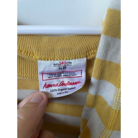 Hanna Anderson Striped Yellow Pajamas size 10 - Picture 2 of 2